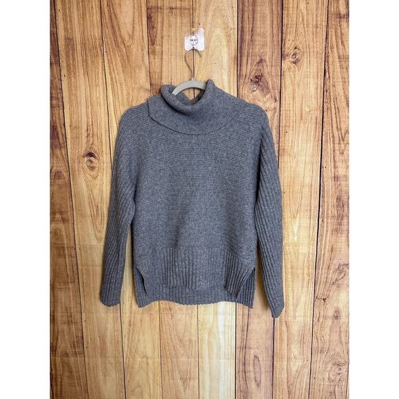 Moth by Anthropologie Ribbed Turtle Neck Sweater Gray Women's Size M - Picture 1 of 6